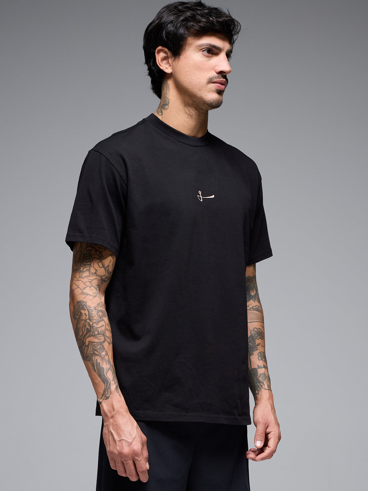 OVERSIZED COTTON CORE TEE - BLACK