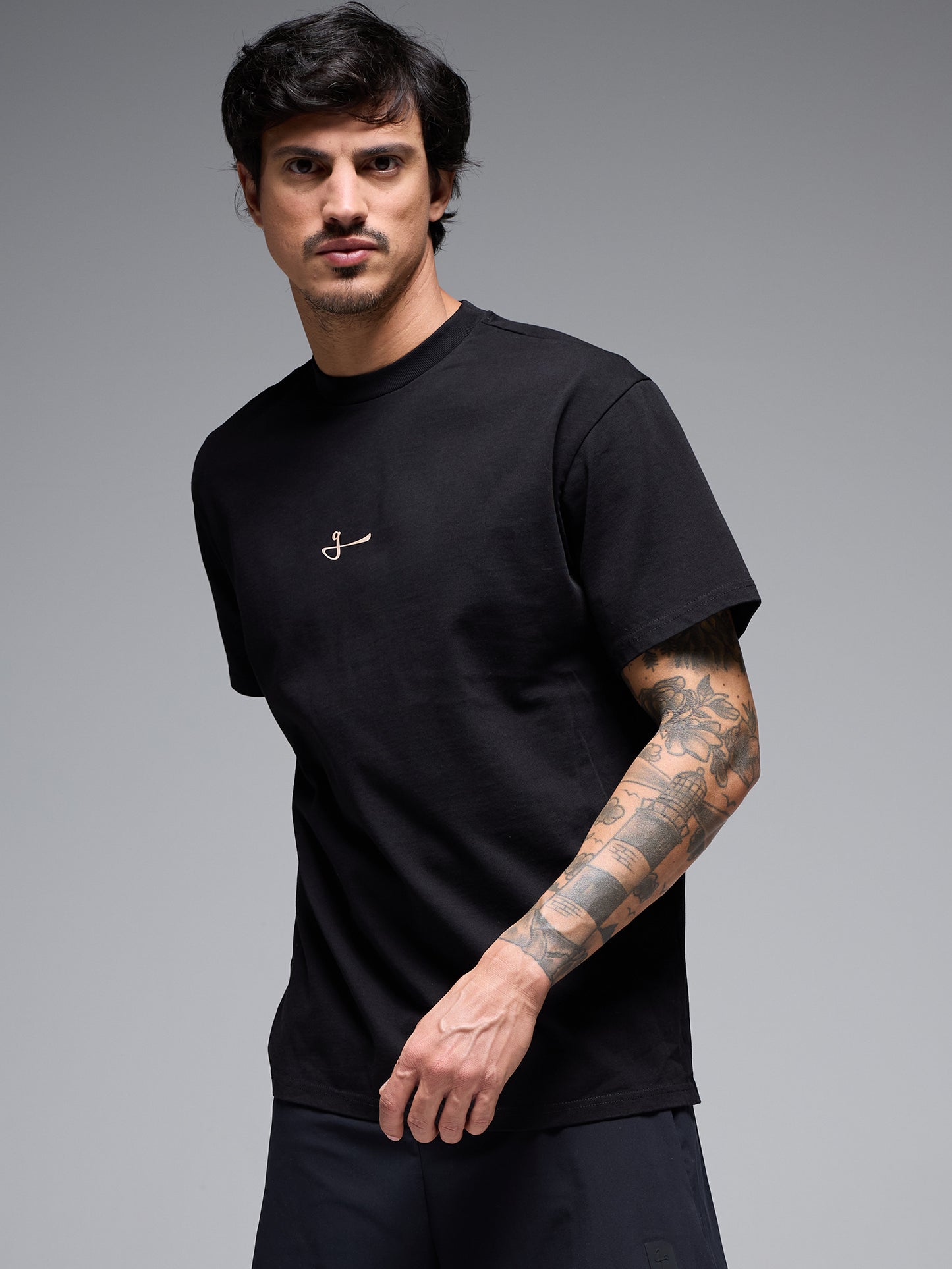 OVERSIZED COTTON CORE TEE - BLACK