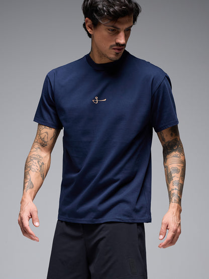 OVERSIZED COTTON CORE TEE - NAVY