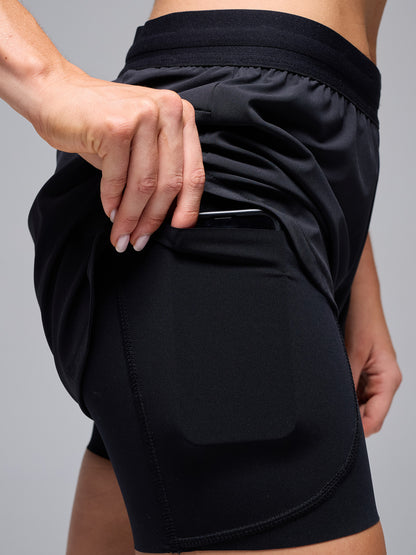 WOMEN'S FLOW 2-IN-1 SHORTS - BLACK