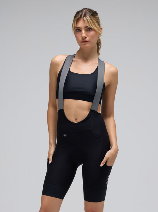 WOMEN'S MODERN CLASSIC CARGO BOOST BIB SHORTS - BLACK